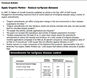 NP Technical Bulletin – Apply Organic Matter – Reduce Turfgrass Disease