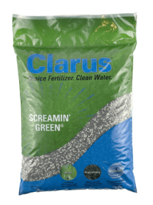 An image of our ten pound bag of Screamin Green for home use. The bag design offers a see through ribbon to view the fertilizer granules inside to show all the different sources included in our blended fertilizers like 16-2-3.