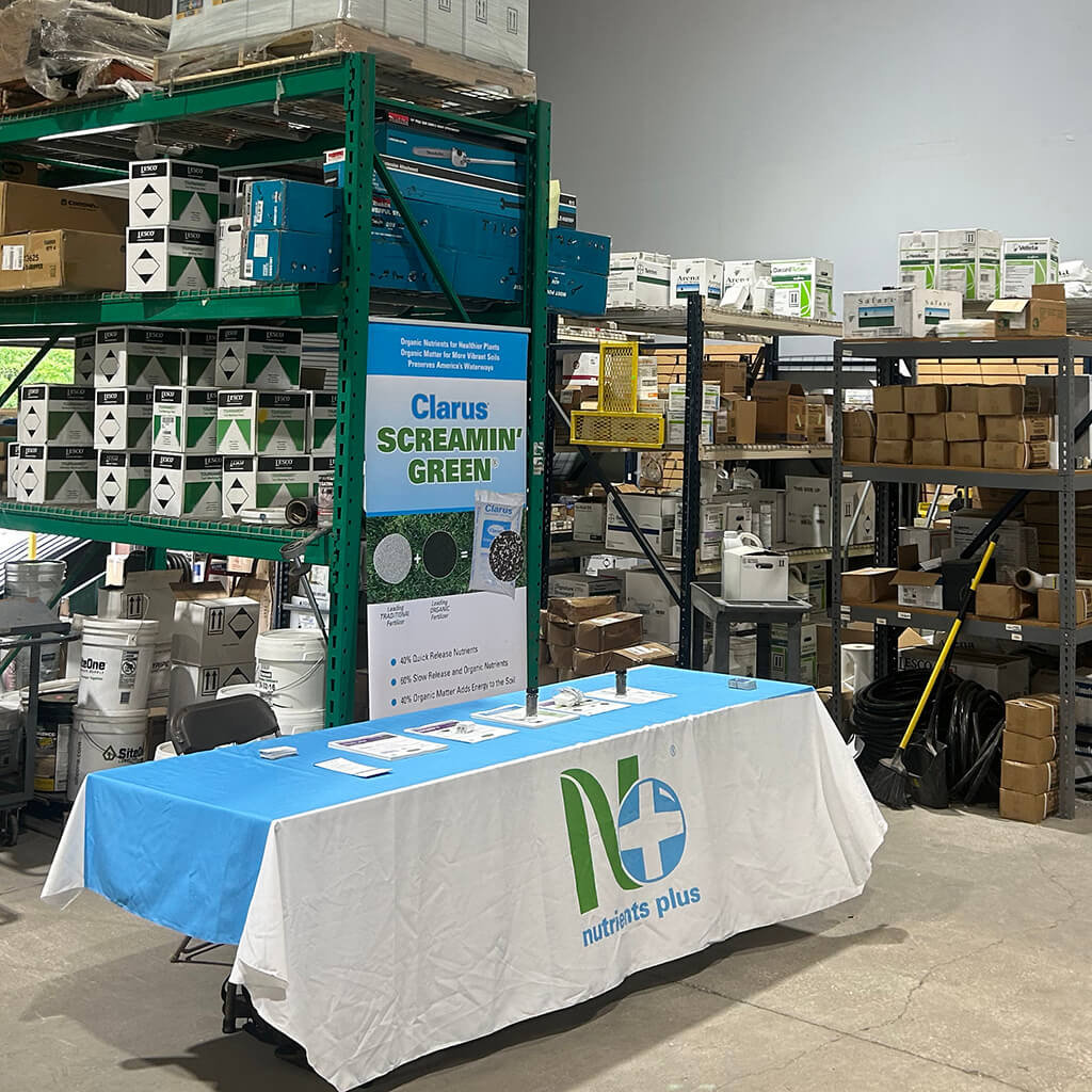 Nutrients plus and Clarus Screamin green table and popup at Site One